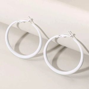 White Round Hoop Earrings